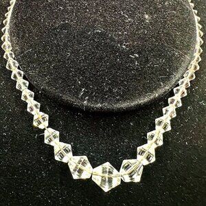Antique Deco Necklace with Unique Shaped Crystal Graduated Beads